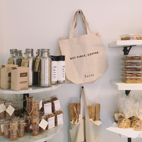 Shelves with grocery items